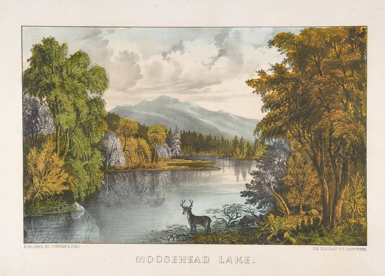 Jezioro Moosehead, Maine autorstwa Currier and Ives