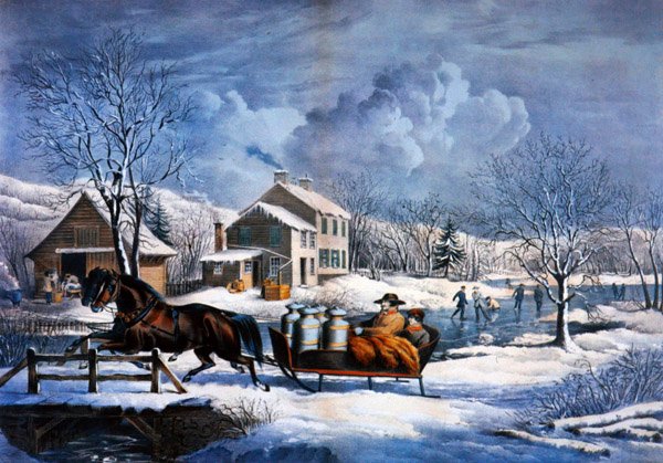 Nowa Anglia zimą autorstwa Currier and Ives