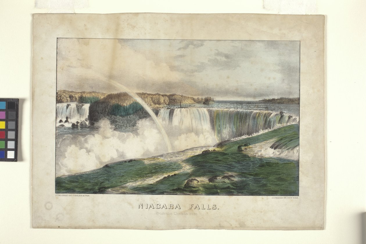 Wodospad Niagara, od strony Kanady (litografia ręcznie kolorowana) autorstwa N. and Ives J.M. (1824 95) Currier