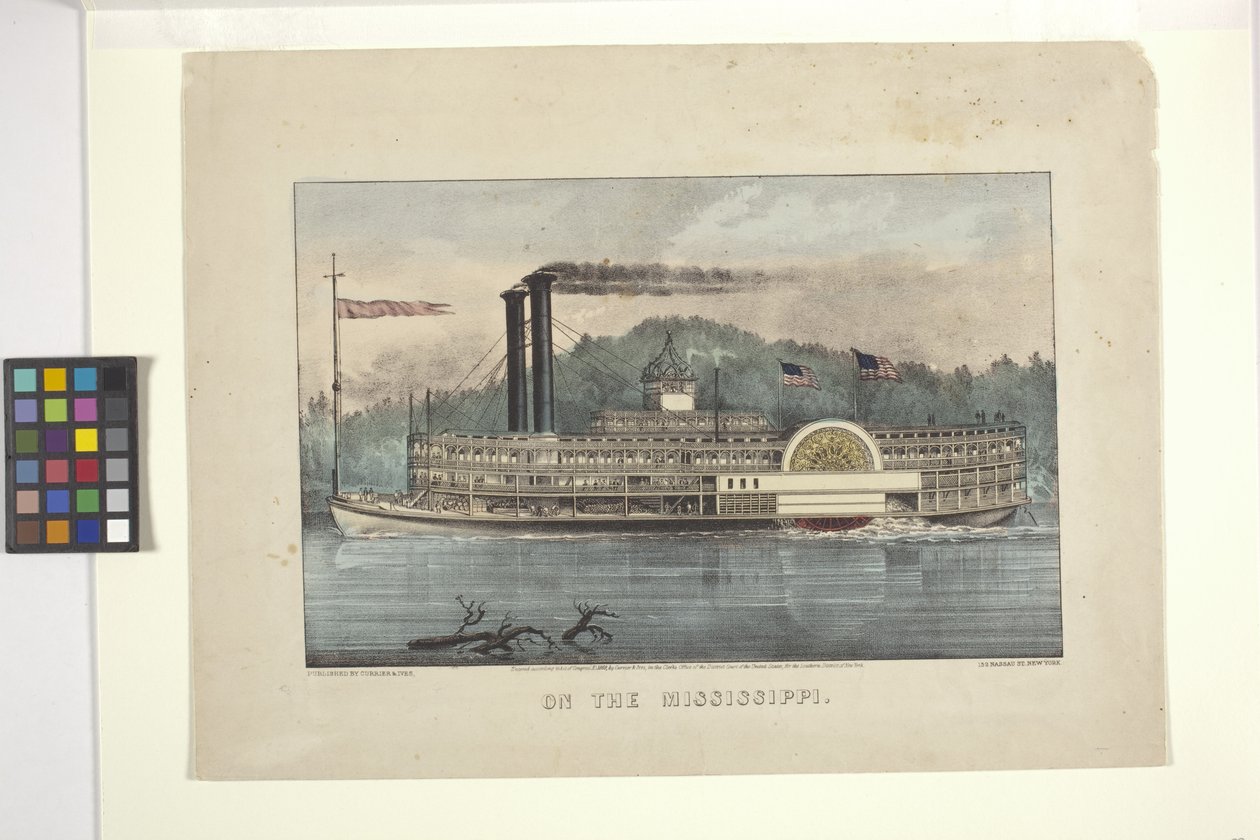On The Mississippi (litografia ręcznie kolorowana) autorstwa N. and Ives J.M. (1824 95) Currier