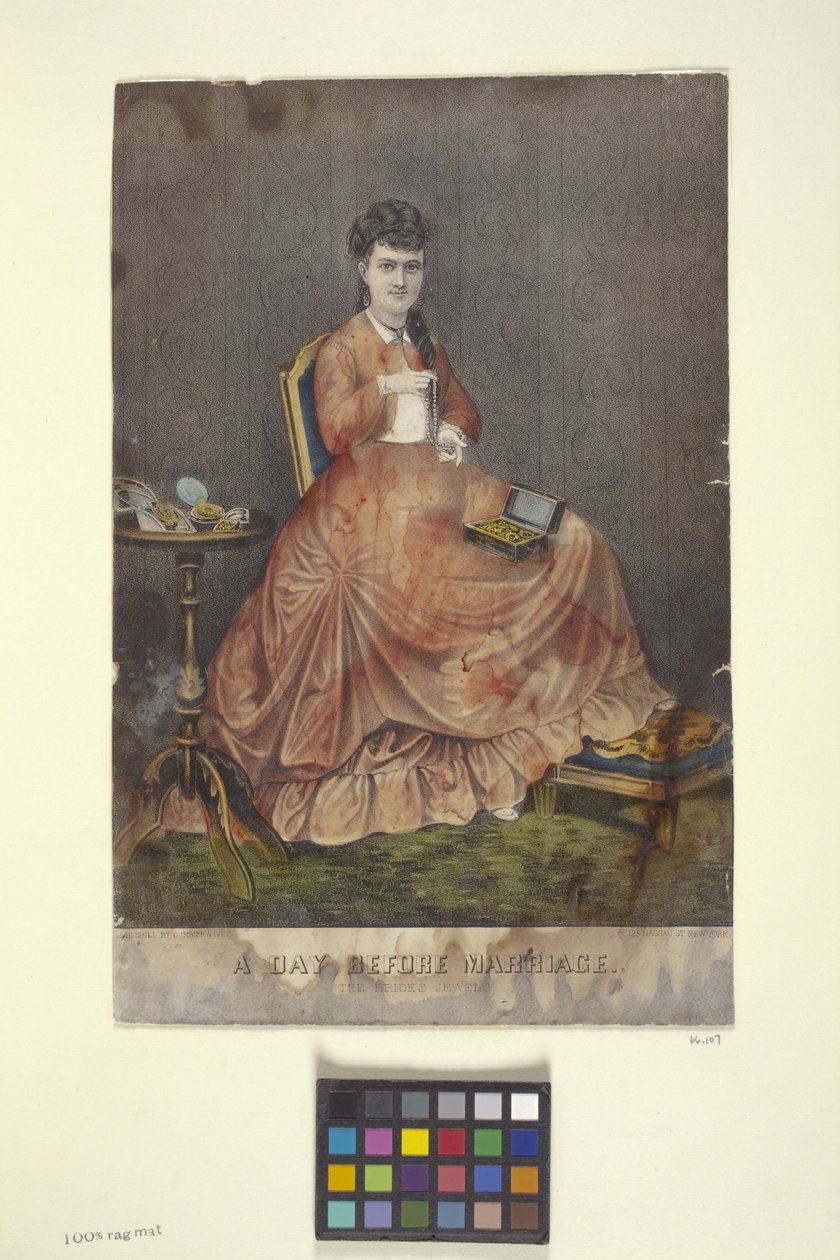 Dzień przed ślubem (litografia ręcznie kolorowana) autorstwa N. and Ives J.M. (1824 95) Currier