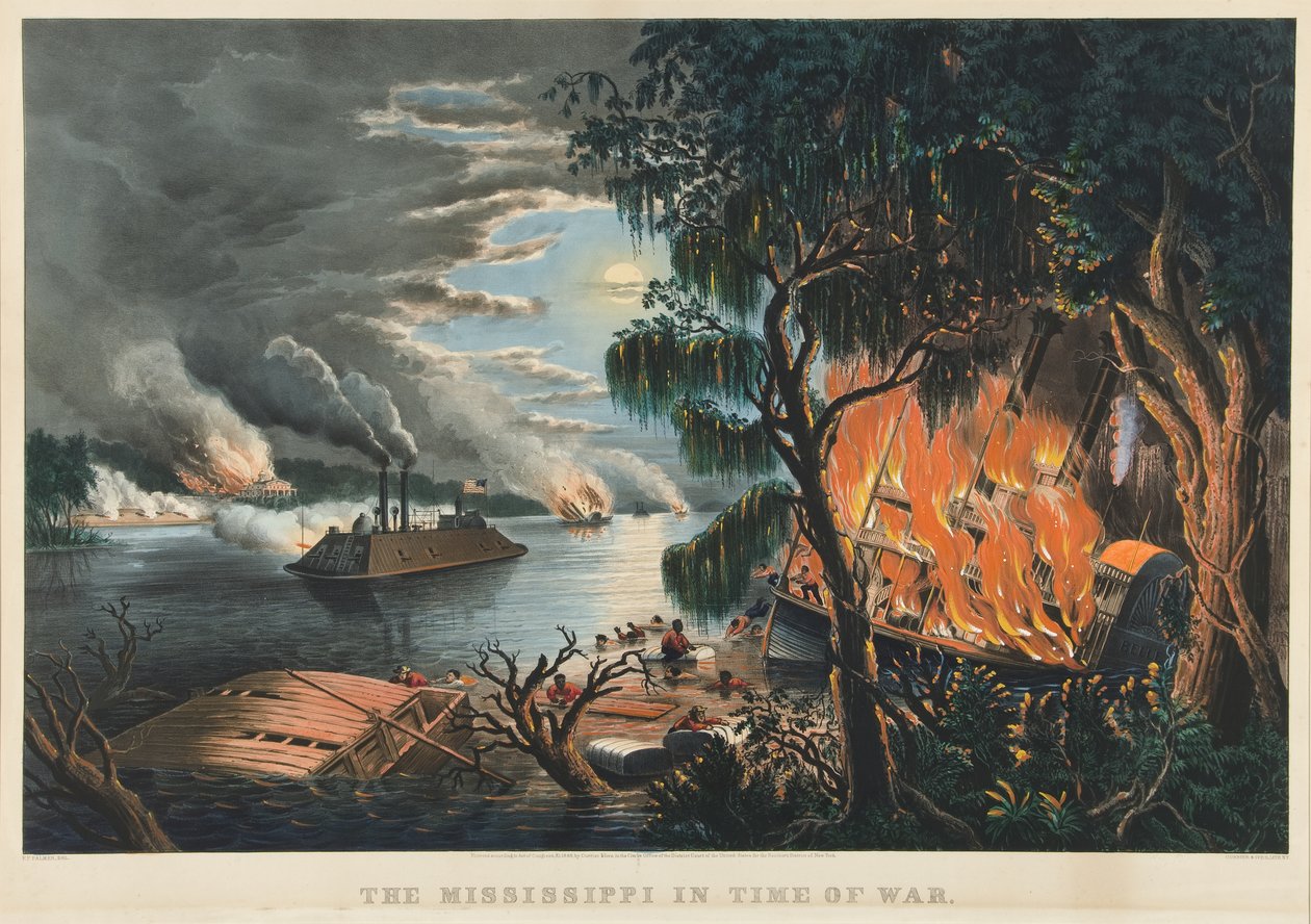 Missisipi w czasie wojny autorstwa Currier and Ives