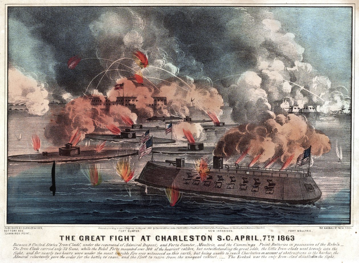 Wielka walka pod Charleston S.C. 7 kwietnia 1863 r autorstwa Currier and Ives