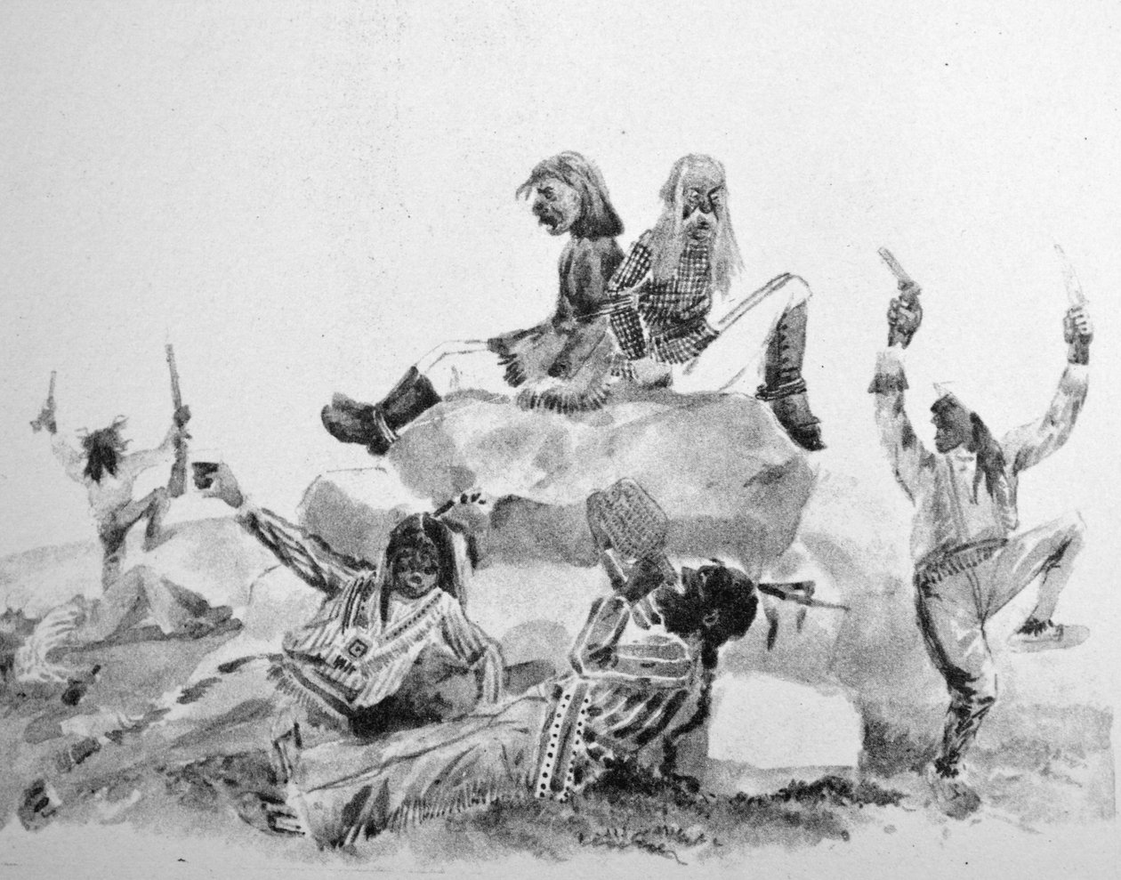 Currier & Ives ilustracja XIX wieku. A Howling Swell - on the War Path (oryginalny rysunek Thomasa Wortha, z którego wykonano oryginalną odbitkę) autorstwa N. and Ives, J.M. Currier