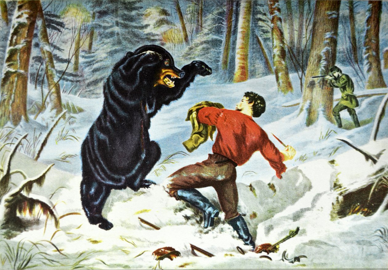 Currier & Ives ilustracja XIX wieku. Życie myśliwego. Mocna poprawka. autorstwa N. and Ives, J.M. Currier