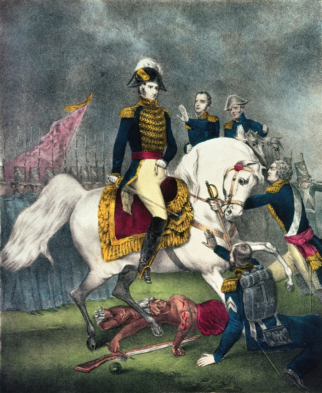 Generał William H. Harrison (1773-1841) w bitwie pod Tippecanoe, 1840 autorstwa N. and Ives, J.M. Currier