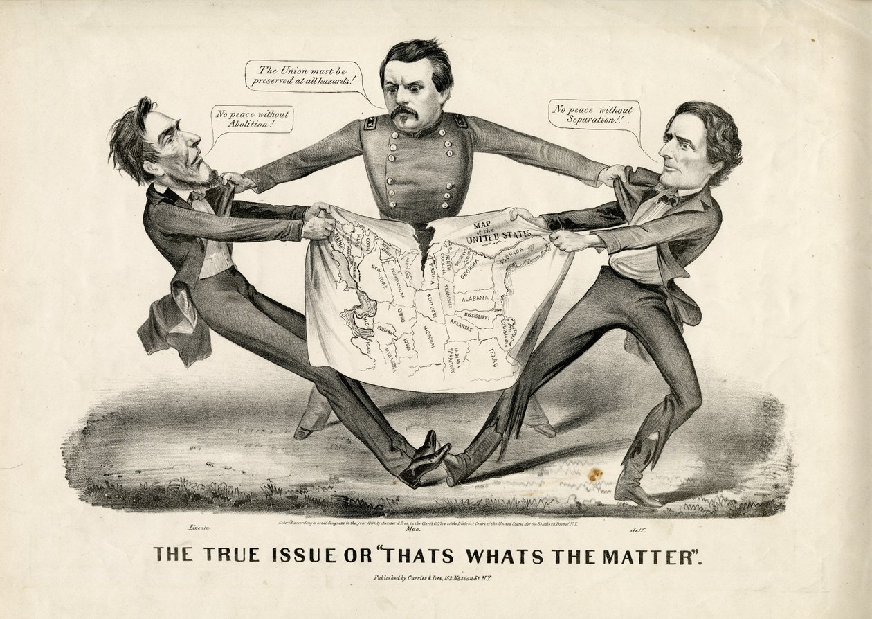 Prawdziwy problem, czyli o co chodzi, 1864 autorstwa N. and Ives, J.M. Currier