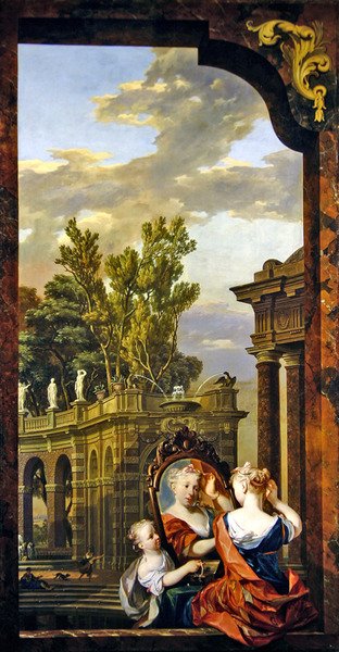 Pięć zmysłów - Wzrok (olej na płótnie) autorstwa N. and Moucheron I. de Verkolje