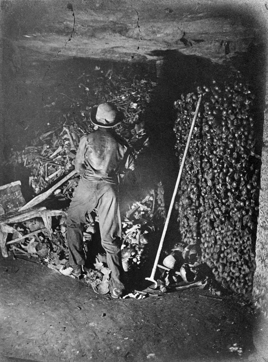 Wnętrze Katakumb, Paryż, 1861 autorstwa Nadar