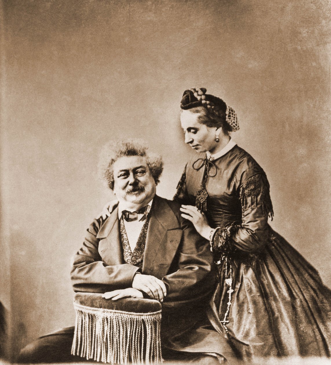 Portret Aleksandra Dumasa pere, powieściopisarza 1802-1870 i jego córki Marie Dumas 1831-1878 (zdjęcie) autorstwa Nadar