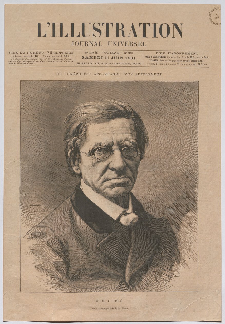 M. E. LITTRÉ autorstwa Nadar
