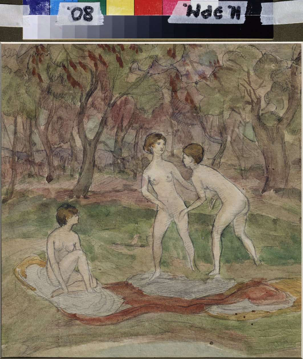 Kąpiących się. Praca Nadieżdy Sergeyevny Psishcheva (1881-1913), akwarela na papierze autorstwa Nadezhda Psishcheva