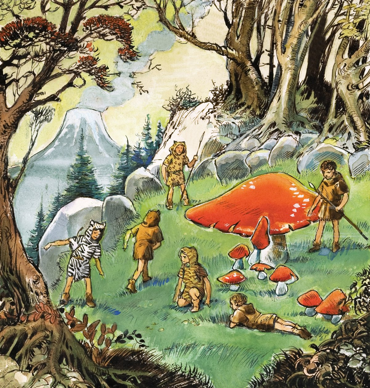 Zagubieni chłopcy, ilustracja z "Piotrusia Pana" J.M. Barrie (gwasz na papierze) autorstwa Nadir Quinto