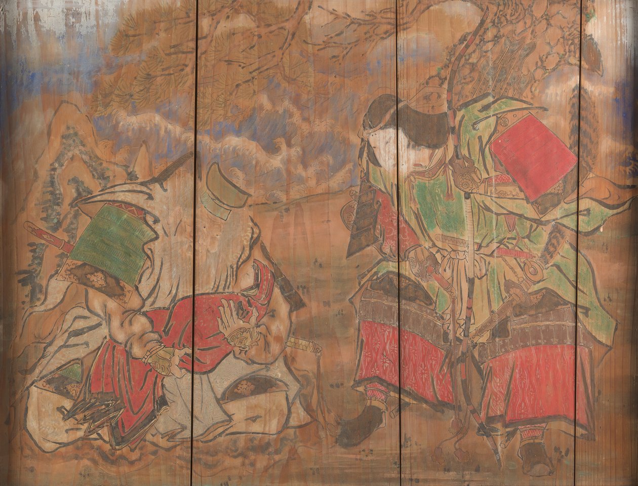 Empress Jingu, Her Minister Takenochi no Sukune, and an Infant the Future Emperor Ojin, 1898. autorstwa Nagano Yasunosuke