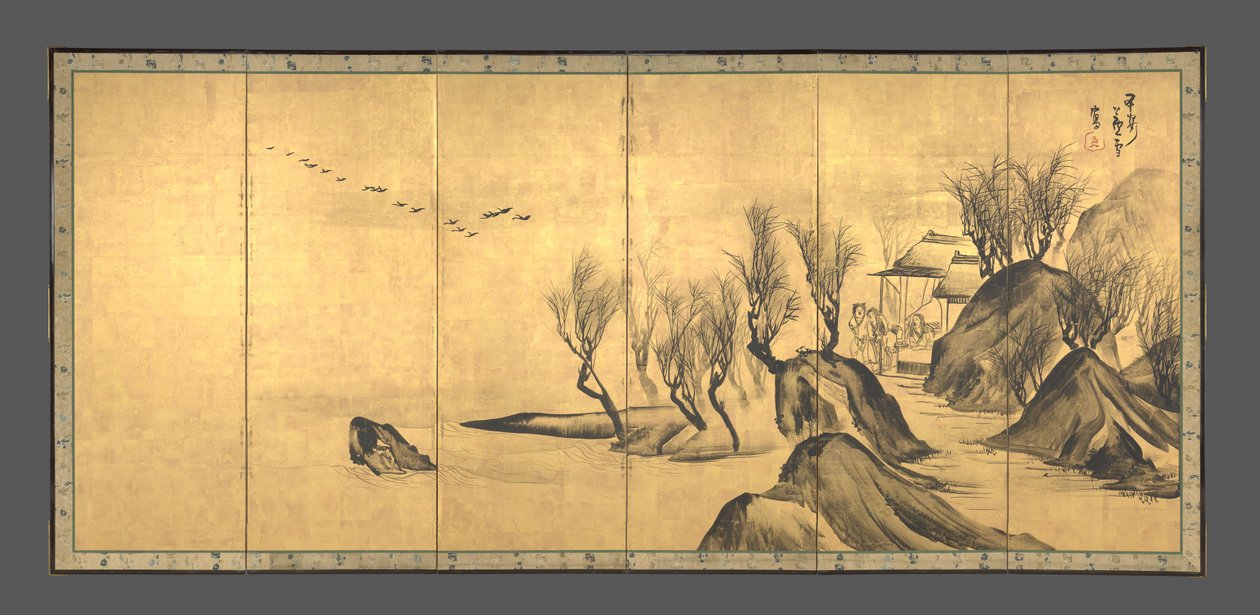 Pejzaże z chińskimi literatami Su Shi i Tao Qian autorstwa Nagasawa Rosetsu