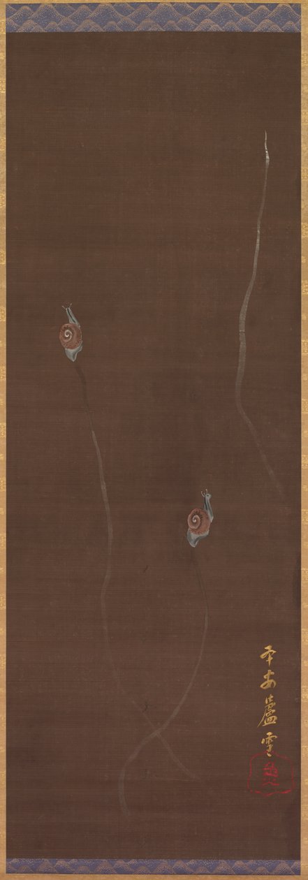 Ślimaki na ścianie, XVIII wiek. autorstwa Nagasawa Rosetsu