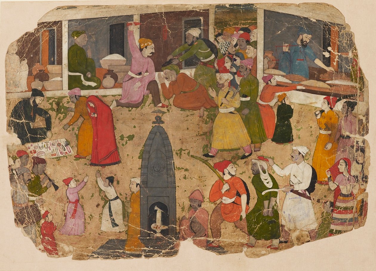 Zamieszanie na bazarze, 1750-1760 autorstwa Nainsukh