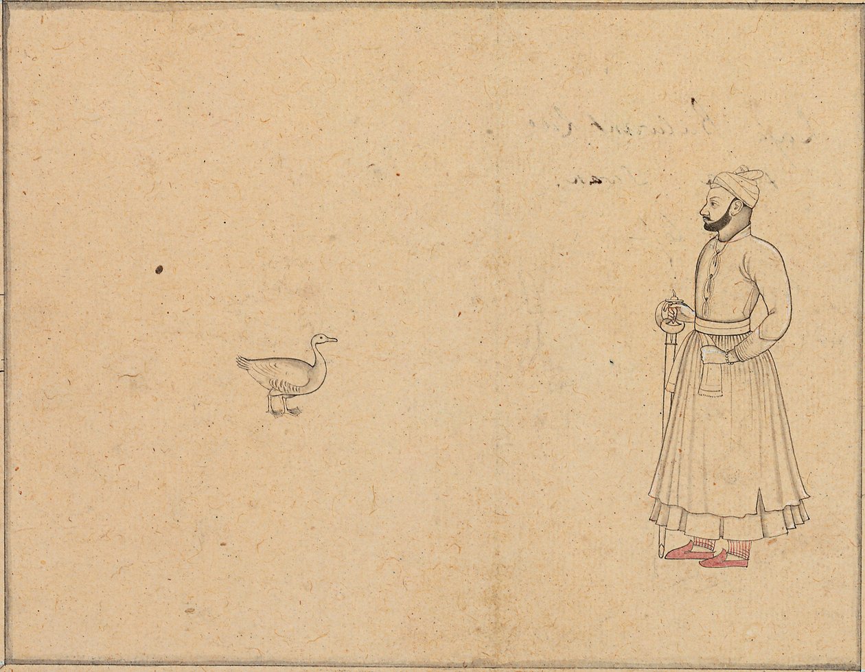 Raja Balwant Dev Singh i łabędź, ok. 1750-55 autorstwa Nainsukh