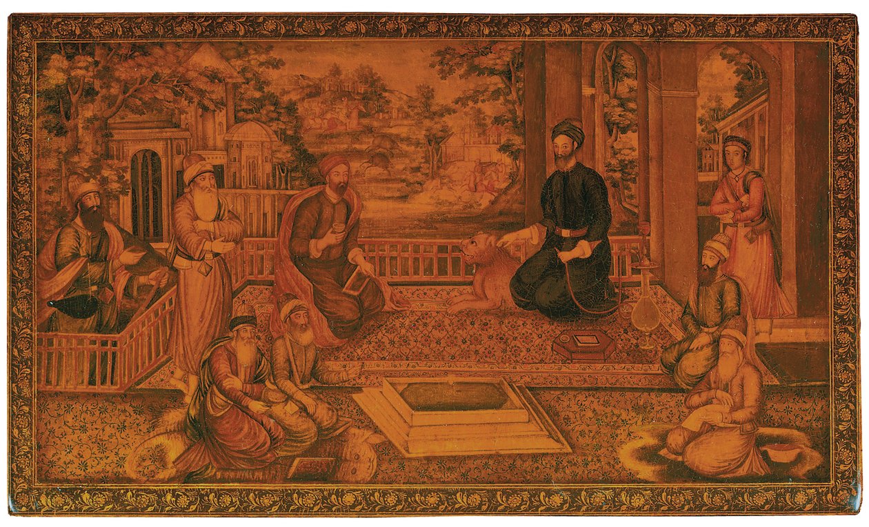 Etui na lustro Qajar, ok. 1840 autorstwa Najaf Ali