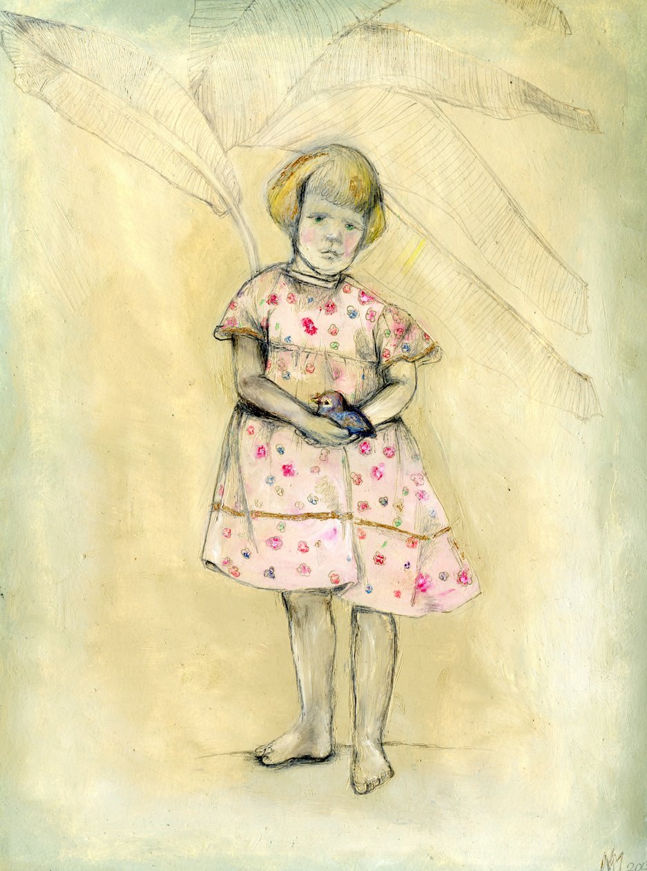 Passarinha, ptaszek, 2013, (olej na karcie) autorstwa Nancy Moniz Charalambous