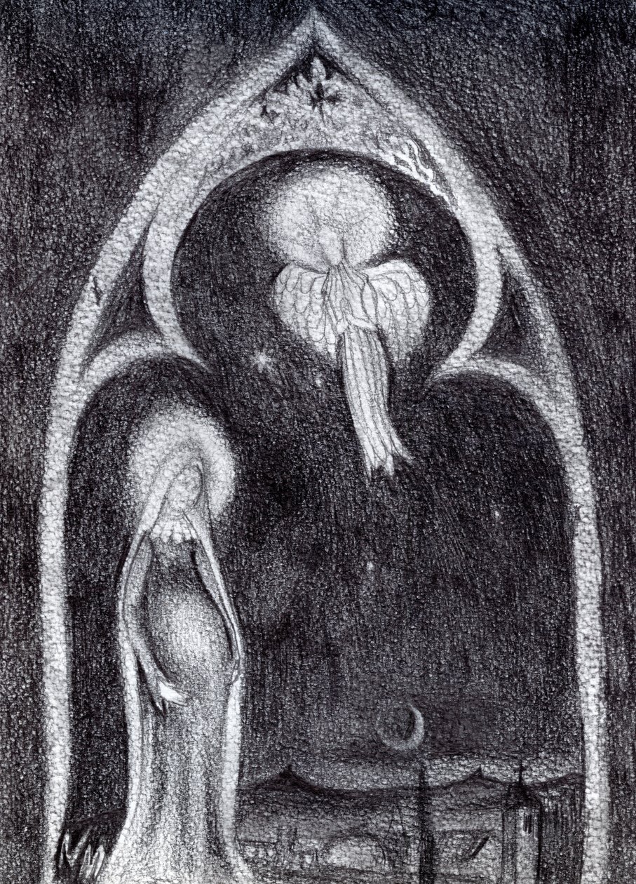 Anioł Gabriel, 2015, (Studium ołówka grafitowego na karcie) autorstwa Nancy Moniz Charalambous