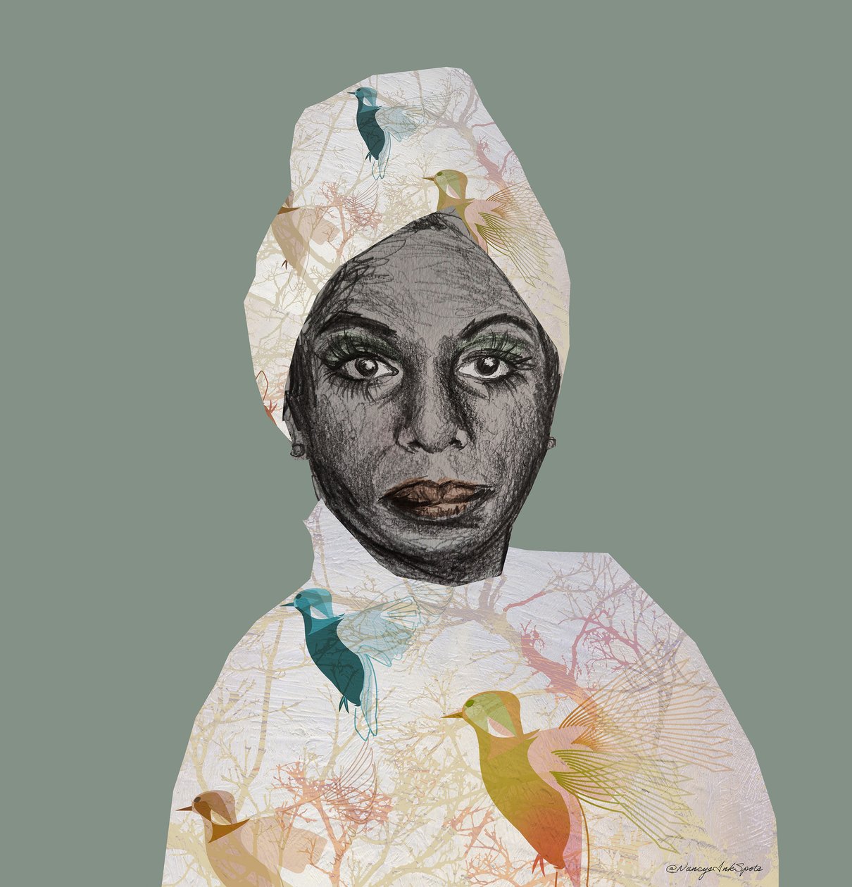 Nina Simone, 2022 (drawing) autorstwa Nancy Moniz Charalambous