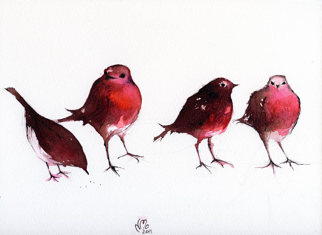 Plamy z atramentu, 2015, (tusz na papierze) autorstwa Nancy Moniz Charalambous