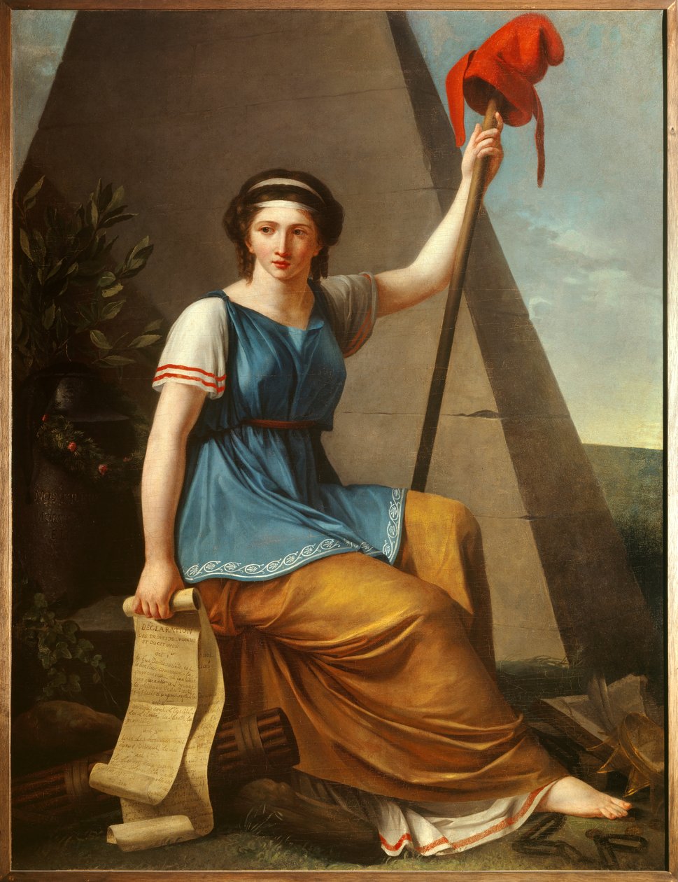 Liberte Allegorie de la Liberte jako kobieta w kapeluszu frygijskim. Obraz Nanine Vallain (aktywny w latach 1785-1810) 1794 Nd. 1,28 x 0,97 m² autorstwa Nanine Vallain