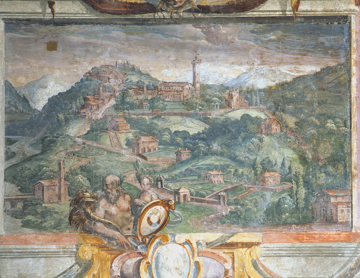 Sypialnia, detal fryzu przedstawiającego miasta pod panowaniem Medyceuszy, Fiesole, 1564-75 autorstwa Bartolomeo Ammannati