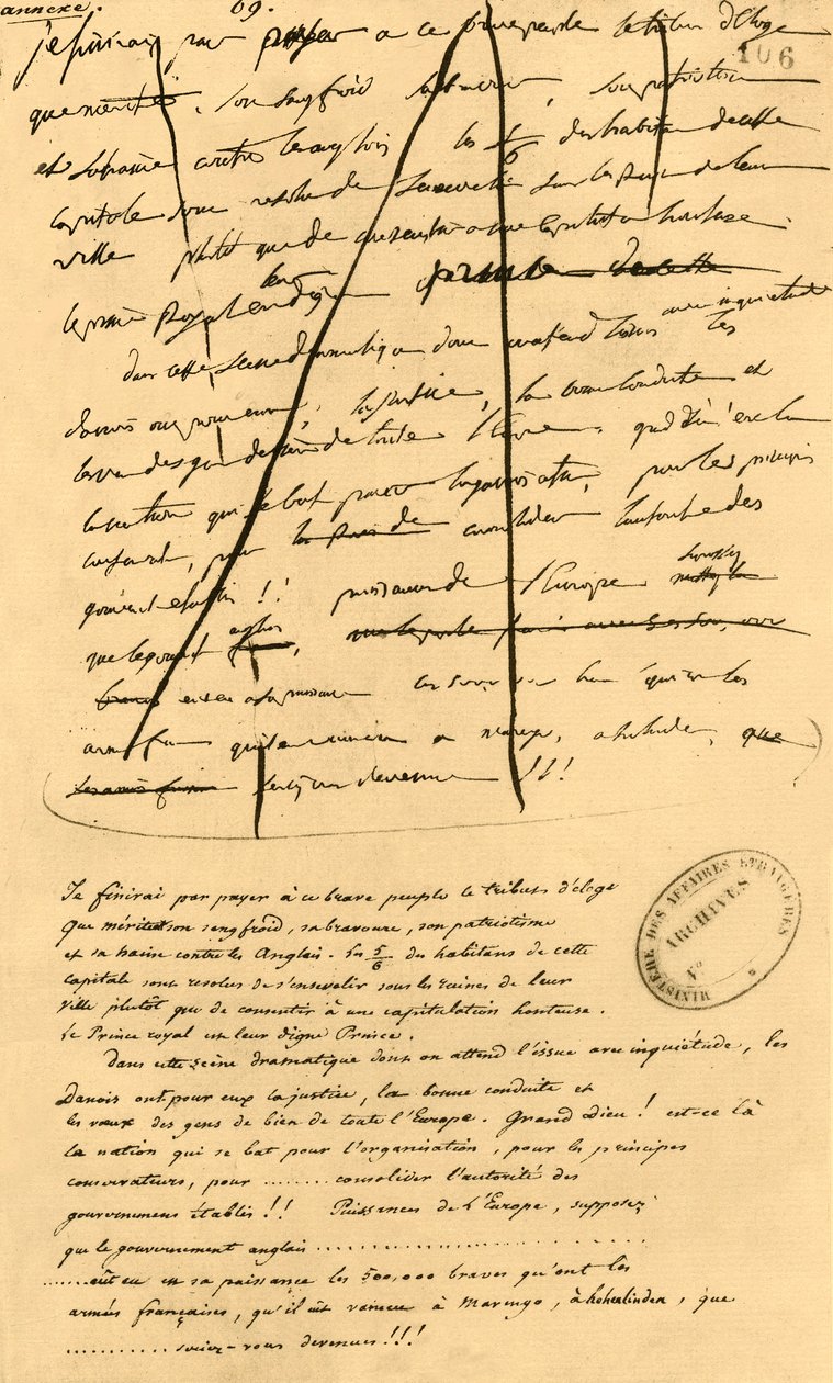 Wstępny szkic tekstu do umieszczenia w Le Moniteur Universel, 16 kwietnia 1801, 1921. autorstwa Napoleon Bonaparte I