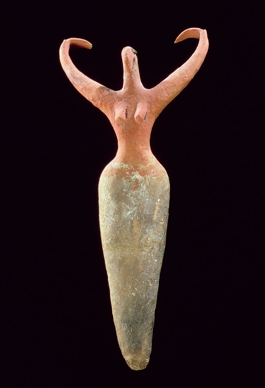 Figurka kobieca, z El Mamariya, ok. 3600-3500 pne (malowana terakota) (patrz 201160) autorstwa Naqada I Period Egyptian