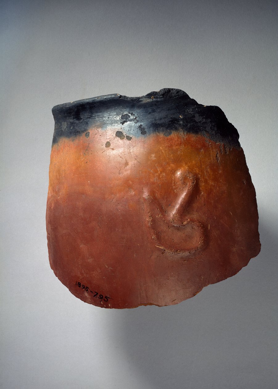 Odłamek garnka przedstawiający koronę Dolnego Egiptu w płaskorzeźbie, Predynastyczna (ceramika) autorstwa Naqada I Period Egyptian