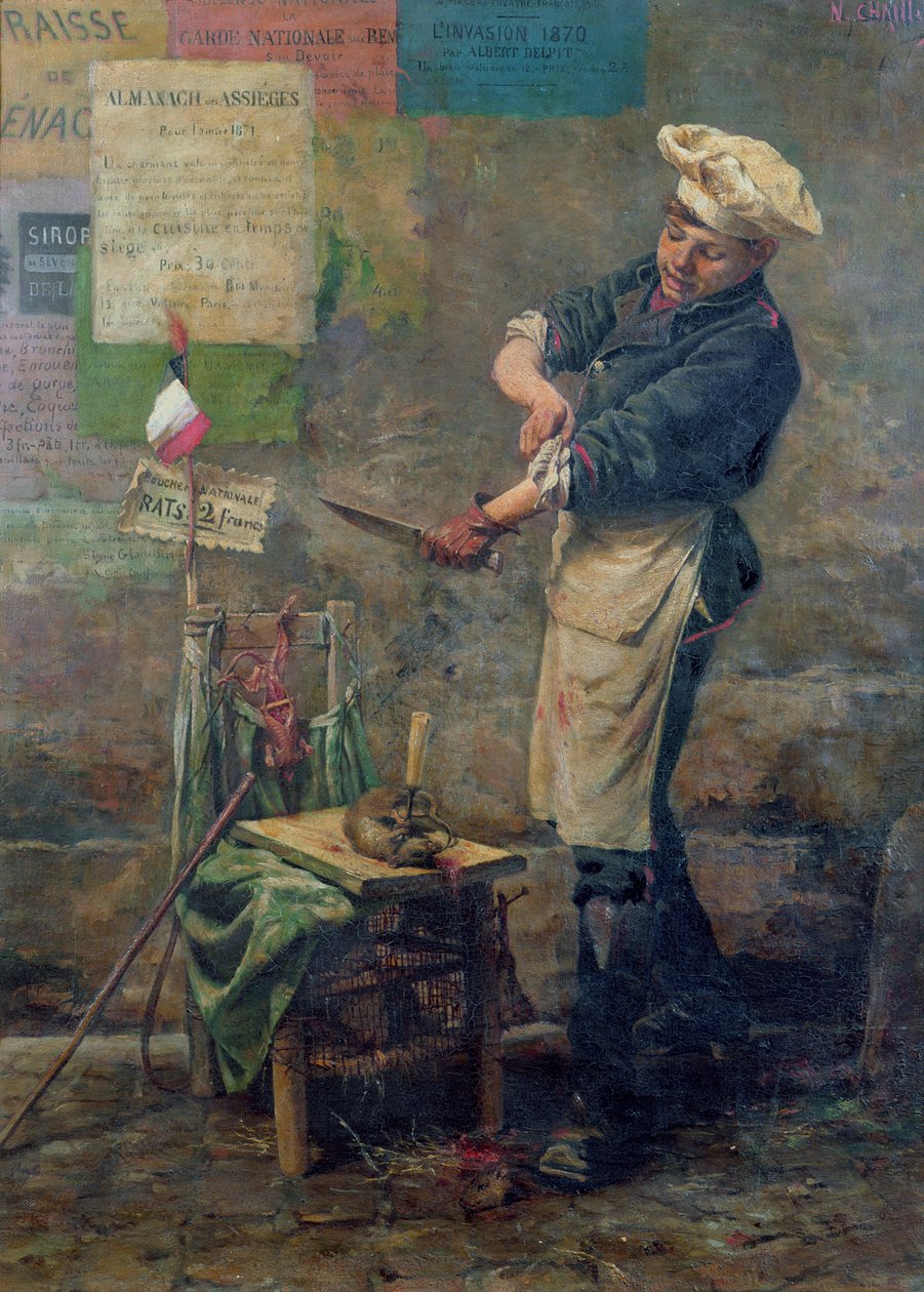 Sprzedawca szczurów podczas oblężenia Paryża, 1870 autorstwa Narcisse Chaillou