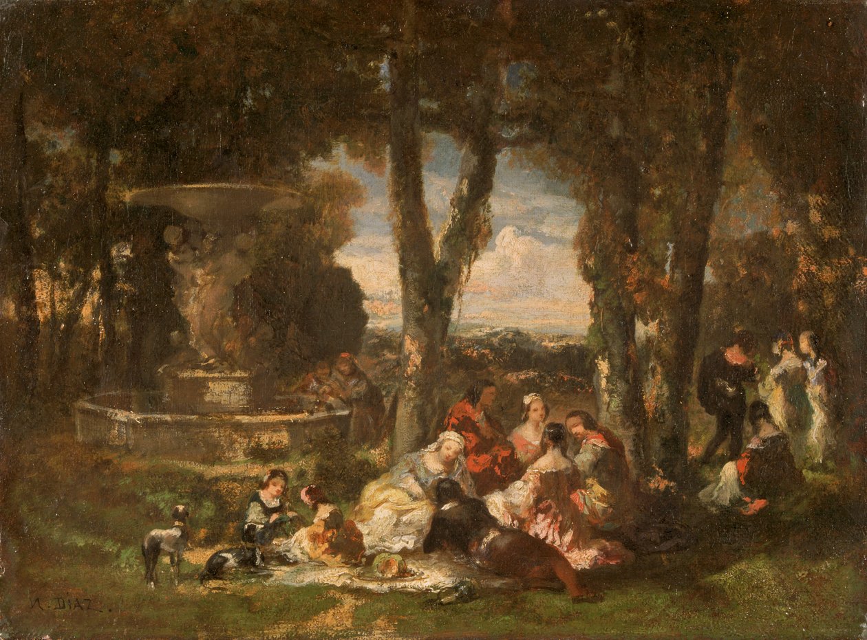 „Fete Champetre”, XIX w. autorstwa Narcisse Virgile Diaz de la Peña