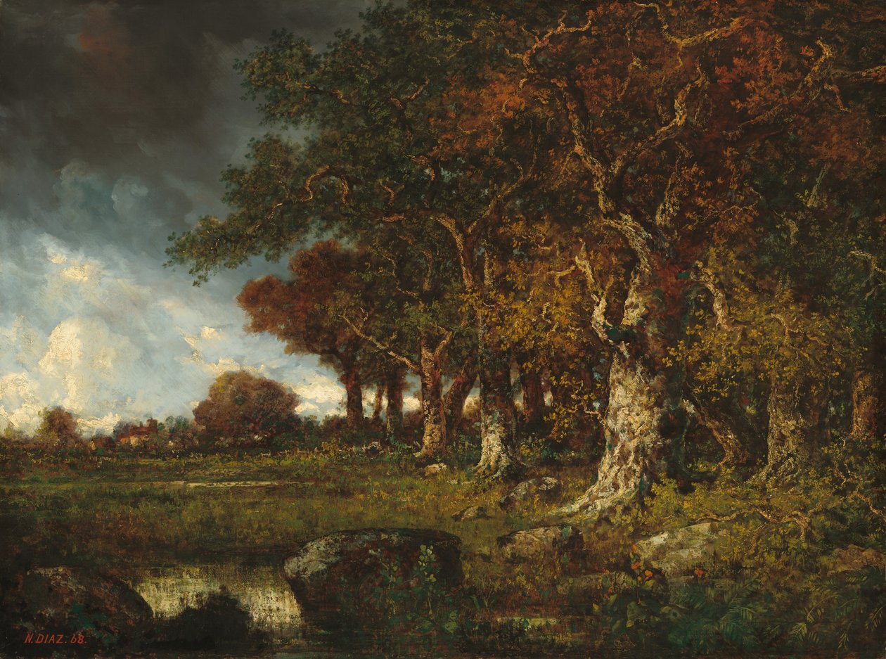 Skraj lasu w Les Monts-Girard, Fontainebleau, 1868. autorstwa Narcisse Virgile Diaz de la Peña