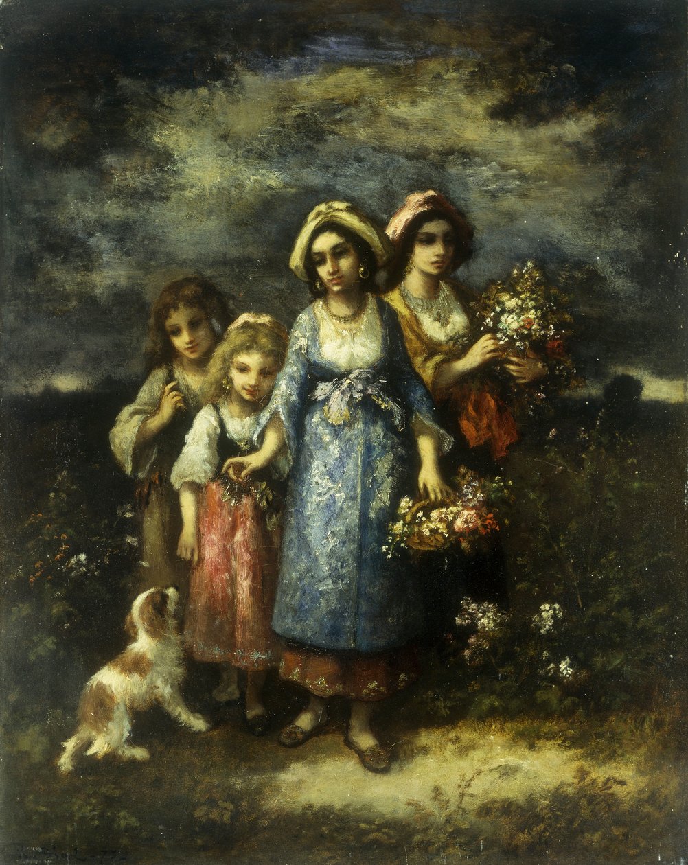 Zbieracze Kwiatów, 1873 autorstwa Narcisse Virgile Diaz de la Peña