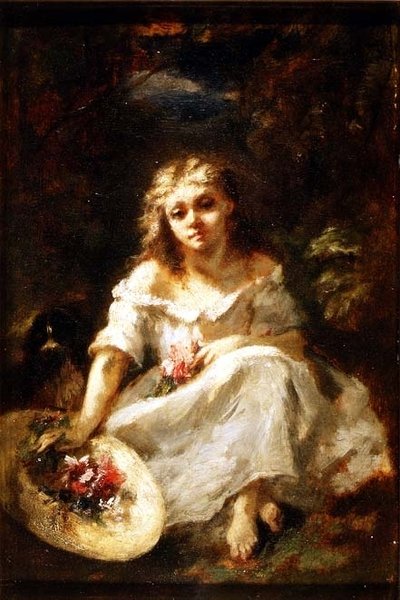 Dziewczyna z kwiatami autorstwa Narcisse Virgile Diaz de la Peña