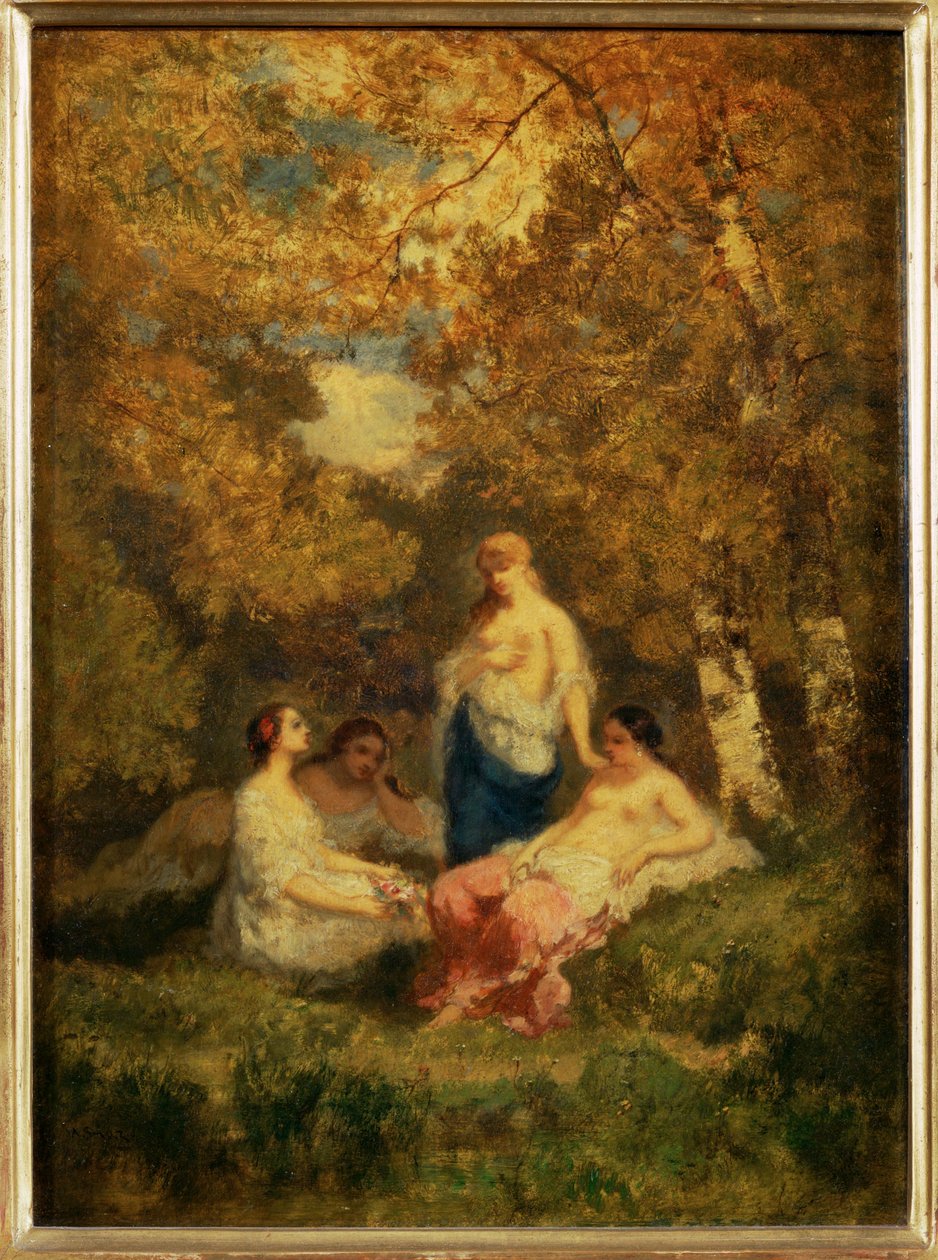 Quatre filles au repos dans la foret - Cztery dziewczynki odpoczywające w ... autorstwa Narcisse Virgile Diaz de la Peña