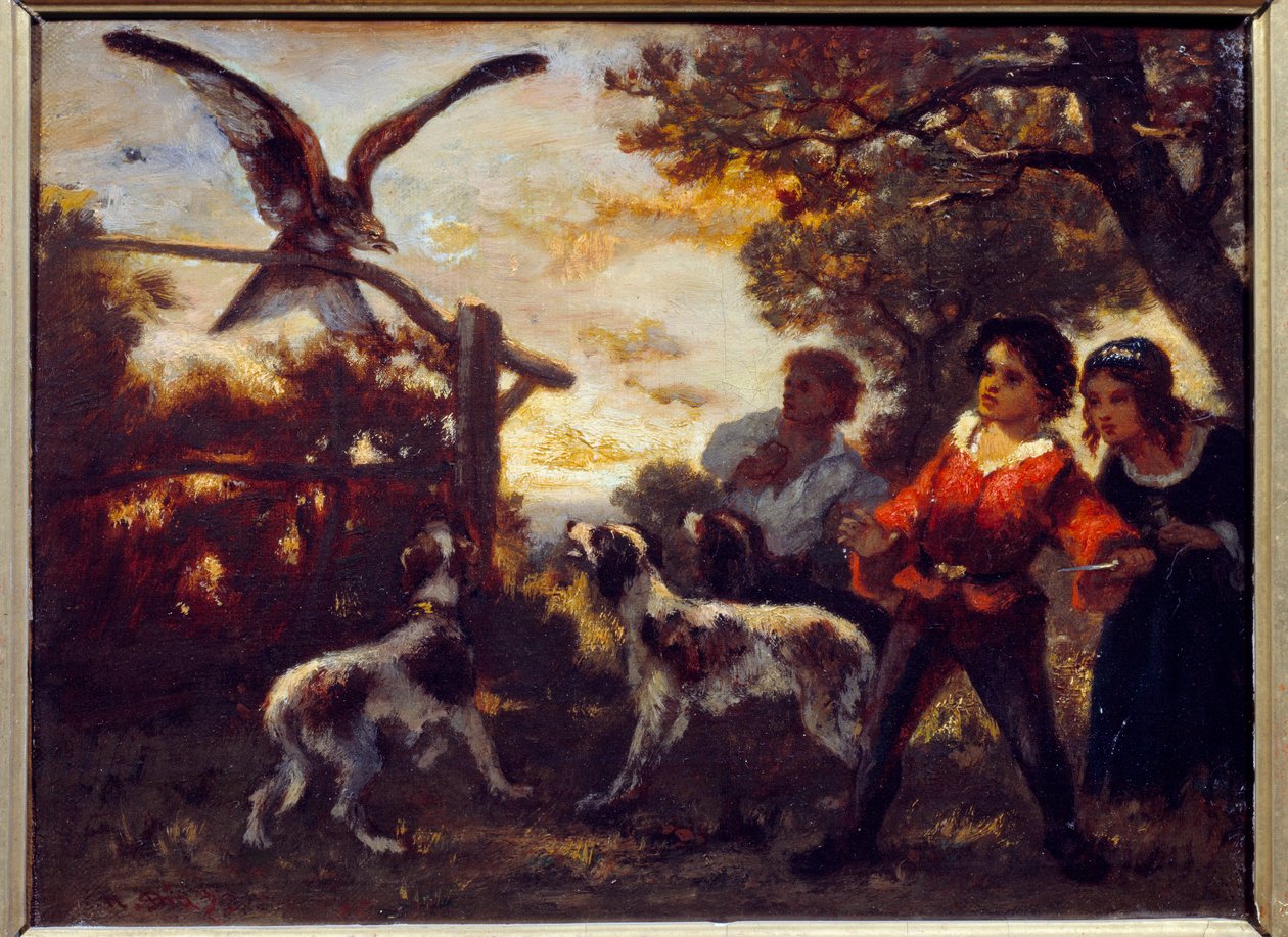 Dzieciaki z sokoła. Obraz Diaz De La Pena (1807-1876) autorstwa Narcisse Virgile Diaz de la Peña