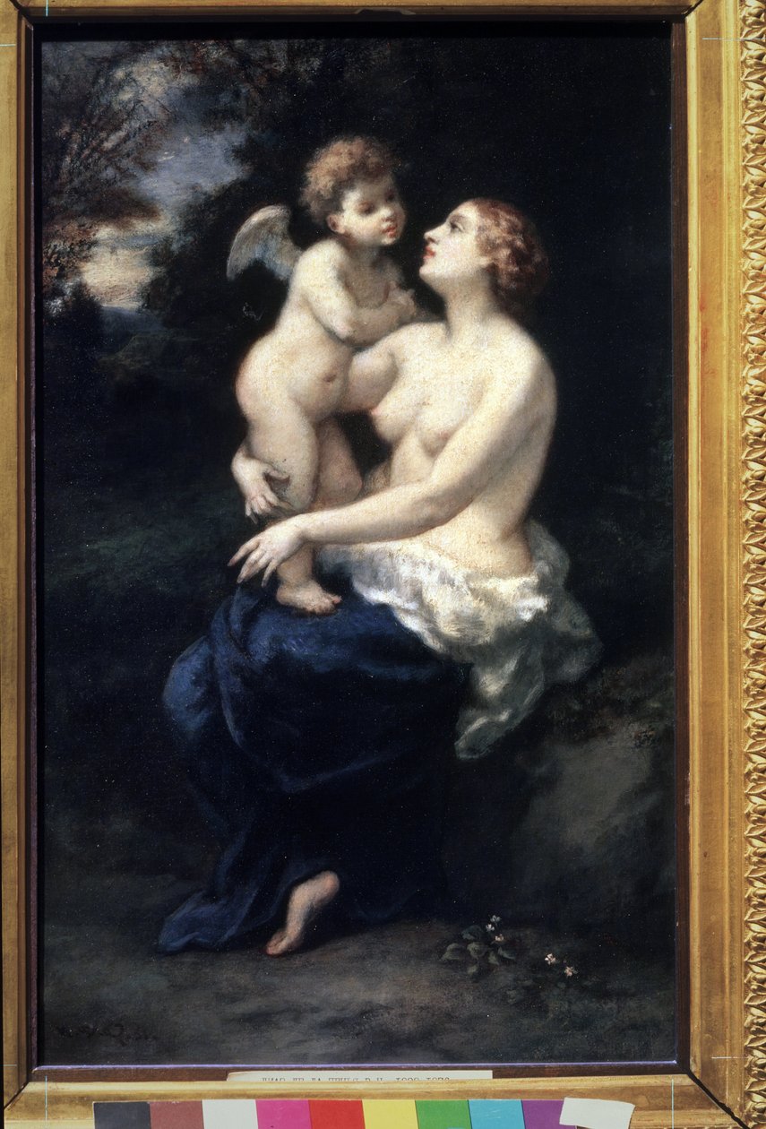 „Wenus trzymająca Kupidyna na kolanach” (Wenus z Kupidynem na kolanach). Obraz Narcyza Virgilio Diaz de la Pena (1807-1876) XIX-wieczne Muzeum Sztuk Pięknych im. Puszkina, Moskwa autorstwa Narcisse Virgile Diaz de la Peña