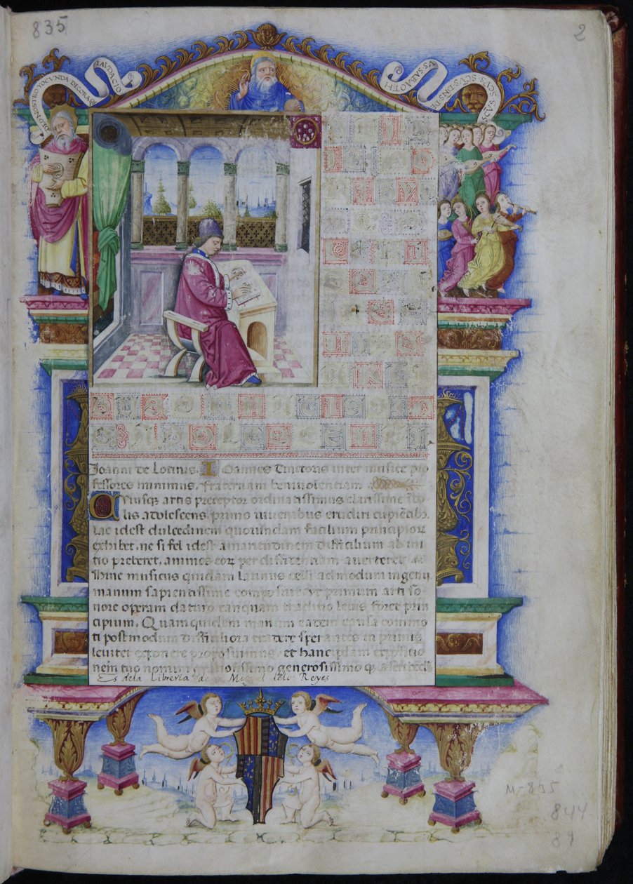 Portret Johannesa Tinctorisa Z Opus musices Joannis Tinctoris, 1483 autorstwa Nardo Rapicano