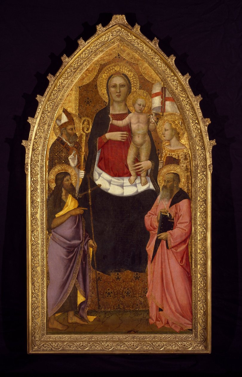 Madonna z Dzieciątkiem na tronie ze świętymi Zenobiusem, Janem Chrzcicielem, Reparatą i Janem Ewangelistą autorstwa Nardo di Cione