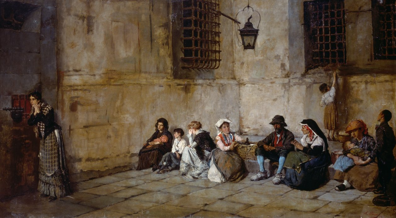 Oczekiwanie, krewni więźniów, Natale Attanasio (1846-1923) autorstwa Natale Attanasio