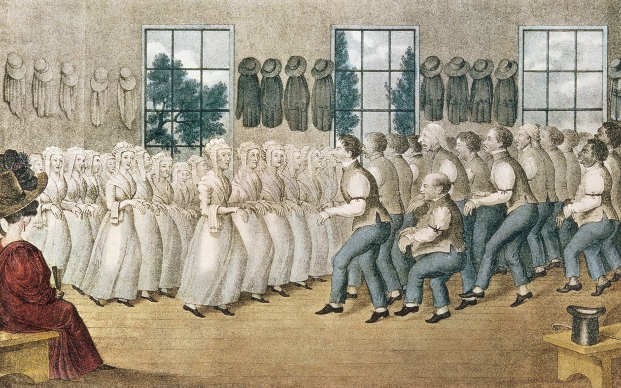 The Shakers near Lebanon, opublikowane przez Currier und Ives, Nowy Jork autorstwa Nathaniel Currier