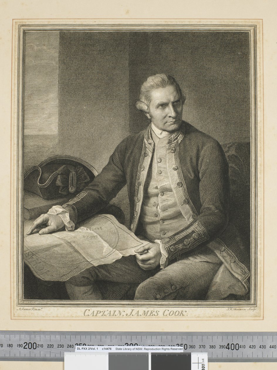 I. Kapitan James Cook , grawerowane przez JK Sherwin (1751-90), c.1773-84 (grawerowanie) autorstwa Nathaniel (after) Dance Holland