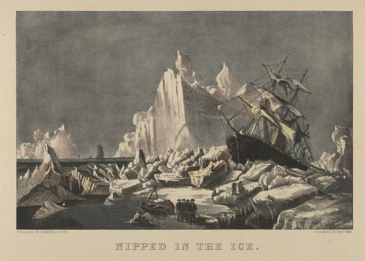 Nipped in the Ice, 1876-94., 1876-94. Twórcy: Nathaniel Currier, James Merritt Ives, Currier i Ives. autorstwa Currier and Ives
