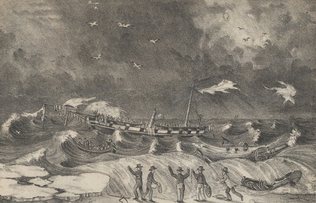 Straszny wrak Meksyku na plaży Hempstead, 2 stycznia 1837, 1848-56. autorstwa Nathaniel Currier