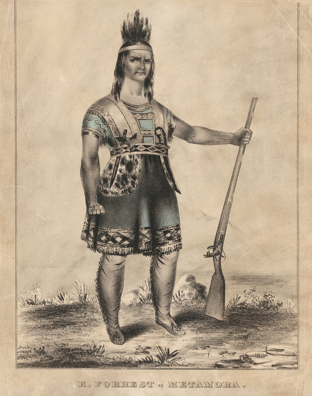 E. Forrest jako Metamora autorstwa Nathaniel Currier
