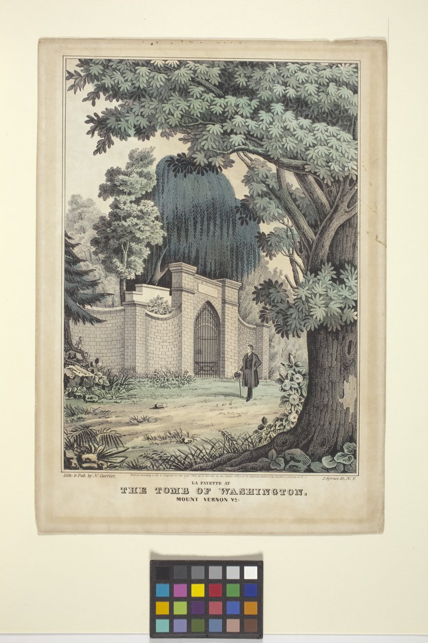 Lafayette At The Tomb Of Washington (litografia ręcznie kolorowana) autorstwa Nathaniel Currier