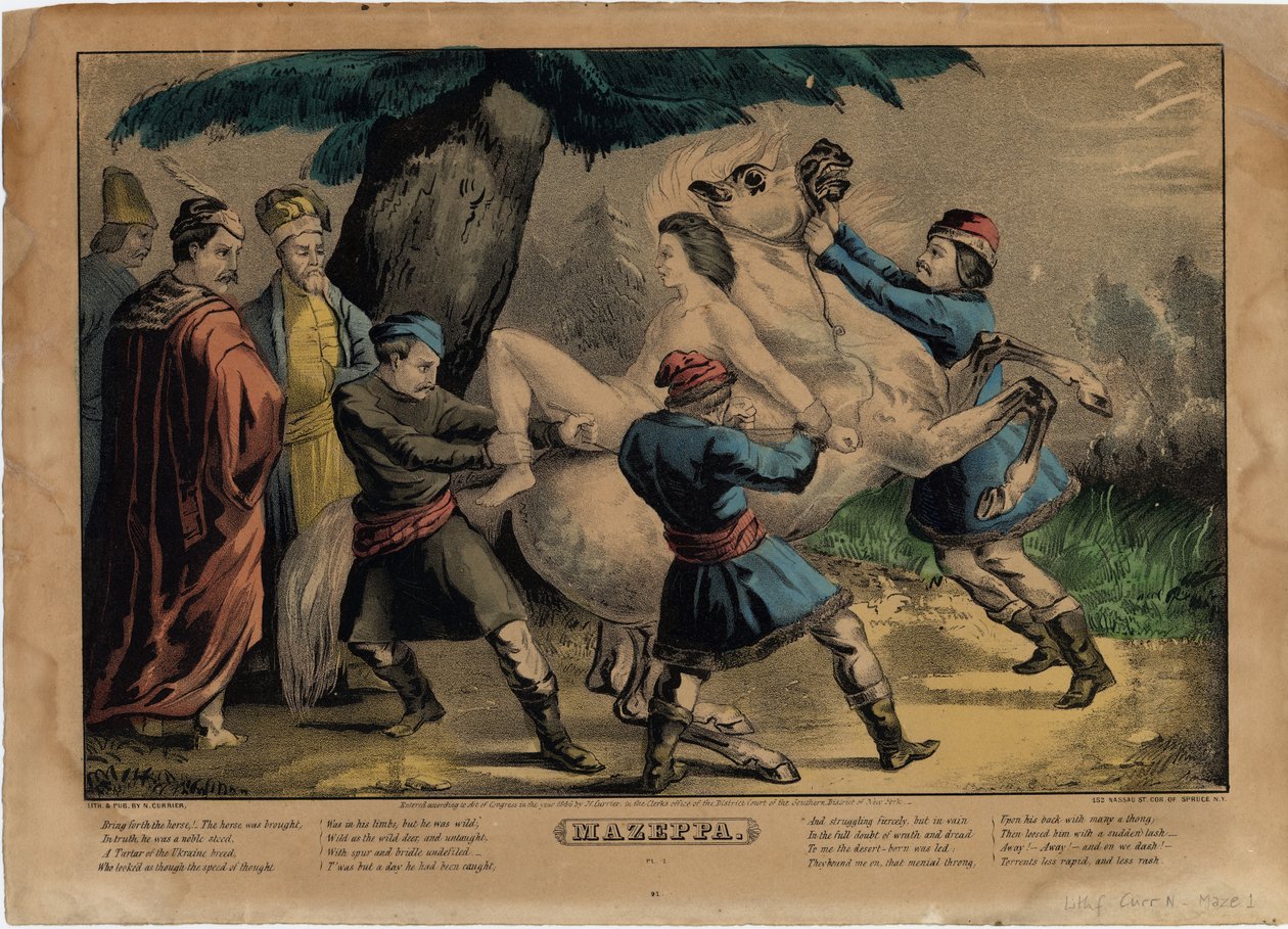 Mazeppa, talerz jeden z czterech autorstwa Nathaniel Currier